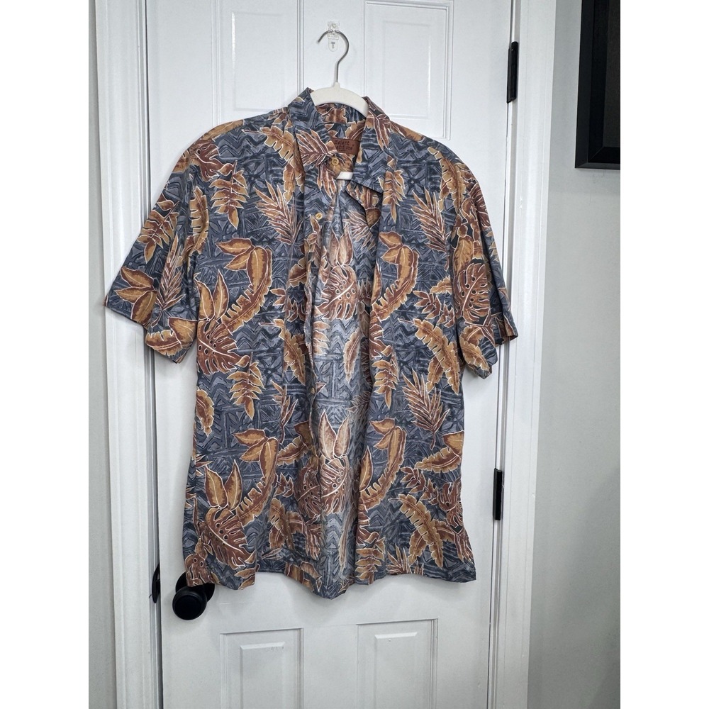 Island Traditions Mens Hawaiian Shirt Tropical Floral Button Up Large